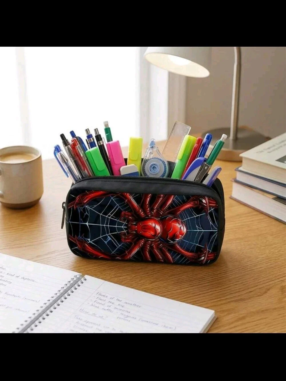 Kids 3-Piece Red Spider Backpack Set - School Bag, Lunch Bag & Pencil Case